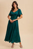 Emerald Satin Lace Detail Maxi