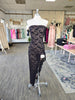 Black Lace Ruffle Slit Maxi Dress