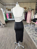 Black Cowl Neck W Layered Strap Maxi Dress