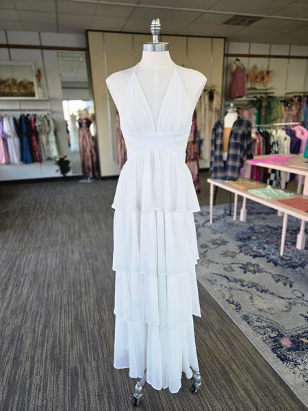 Off White Layered Maxi W/Cut Outs