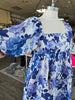 Blue and White Floral Babydoll Dress