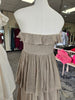Taupe Tiered Strapless Ruffle Dress