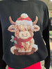 Faux Yarn Heifer Christmas Black Sweatshirt