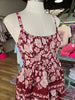 Wine Floral Tiered Maxi Dress