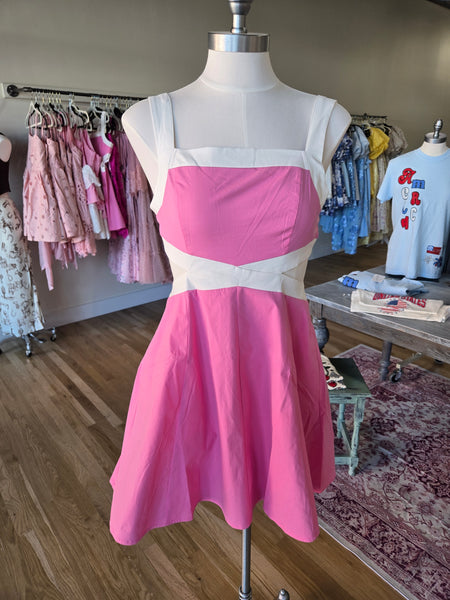 Pink Cut Out Fit & Flare Dress