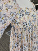 Beige Floral Foil Puff Sleeve Babydoll Dress