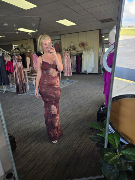 Dark Floral Mermaid Mesh Maxi Dress