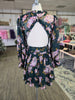 Hunter Green Open Back Floral Print Dress