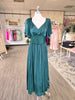 Emerald Satin Lace Detail Maxi
