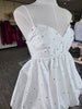 Ivory Rhinestone Balloon Taffeta Mini Dress