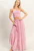 Pink Smocked Tube Top & Tiered Skirt Set