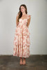 Rose Floral Tiered Midi Dress