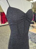Black Glitter Corset-style Slit Maxi Dress