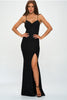 Black Glitter Corset-style Slit Maxi Dress