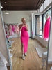 Hot Pink Basic Maxi Slit Dress
