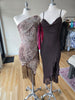 Brown Rhinestone Ruffle Dress