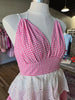 Pink & White Eyelet Ruffle Plaid Mini Dress