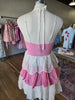 Pink & White Eyelet Ruffle Plaid Mini Dress