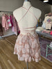 Rose Strappy Open Back 3d Sequin Lace Mini Dress