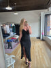 Black Rhinestone Ruffle Dress