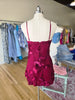 Wine Mesh Floral Embroidery Mini Dress