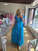 Blue Boho Maxi W/ Flutter Sleeves