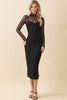 Black Midi Sheer Mock W/Slip Dress