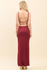 Wine Wood Cowl Neck W Layered Strap Maxi Dress