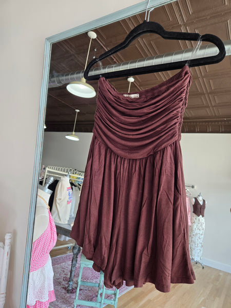 Chocolate Strapless Tube Top Romper