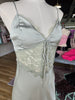 Lt Sage Satin Lace Detail Maxi Dress