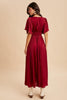 Burgundy Satin Lace Detail Maxi