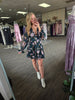 Hunter Green Open Back Floral Print Dress
