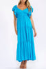 Blue Boho Maxi W/ Flutter Sleeves