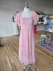 Blush Tulle Puff Sleeve Smocked Midi