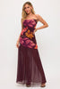 Raisin Floral Mesh Bottom Fit & Flare Maxi Dress