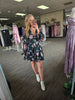 Hunter Green Open Back Floral Print Dress