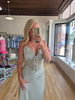Lt Sage Satin Lace Detail Maxi Dress