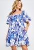 Blue and White Floral Babydoll Dress
