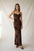 Brown W/ Black Velvet Floral Maxi