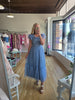 Blue Crochet Mesh Midi Dress