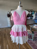 Pink & White Eyelet Ruffle Plaid Mini Dress