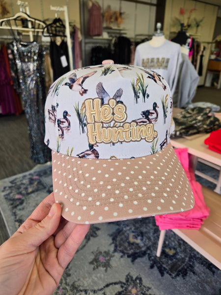 "He's Hunting" Duck Print Cap