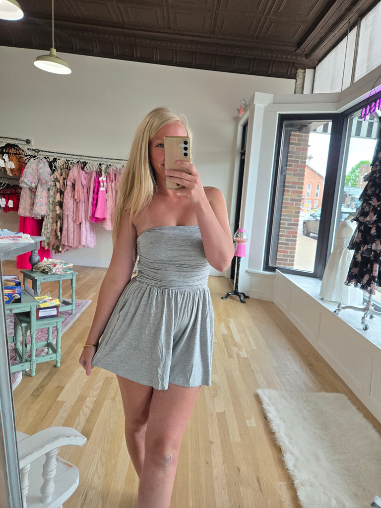 H Grey Strapless Tube Top Romper