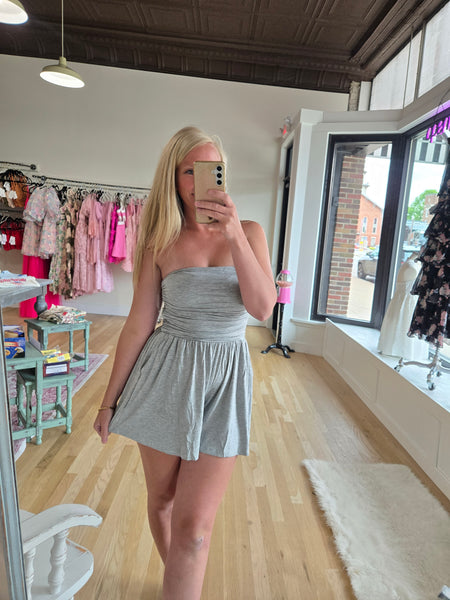 H Grey Strapless Tube Top Romper