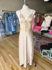 Lt Champagne Satin Lace Detail Maxi Dress