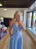 Blue Bow Detail Wide Leg Jumpsuit