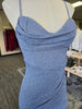 Sky Blue Glitter Pleated Wrap Maxi Dress