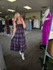Navy Multi Plaid Smocked Midi Dress