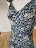 Denim Bloom Floral Flutter Shoulder Maxi Dress