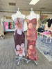 Brown Floral Tube Slit Dress